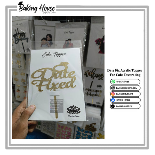Date Fixed Acrylic Golden Topper For Cake Decorating