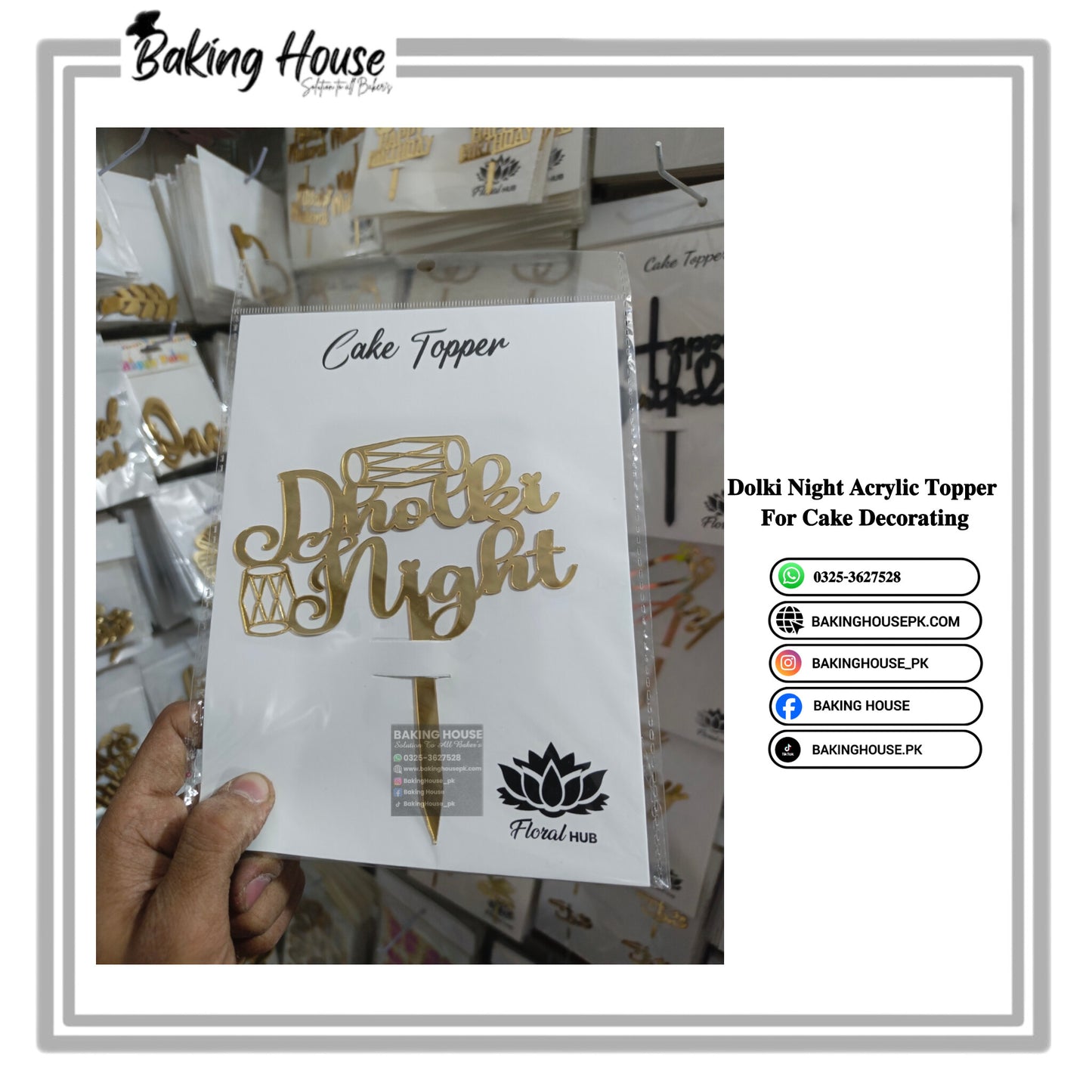 Dolki Night Acrylic Golden Cake Topper For Cake Decorating