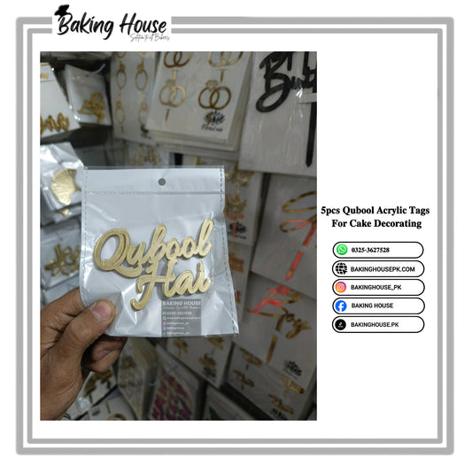 5pcs Qubool Hai English Tags For Cake Decorating