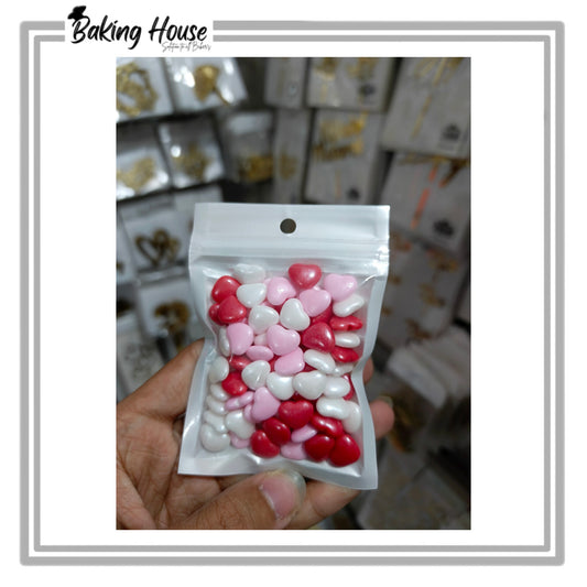 Mix Imported Edible Red - White Heart Sprinkle For Cake Decorations