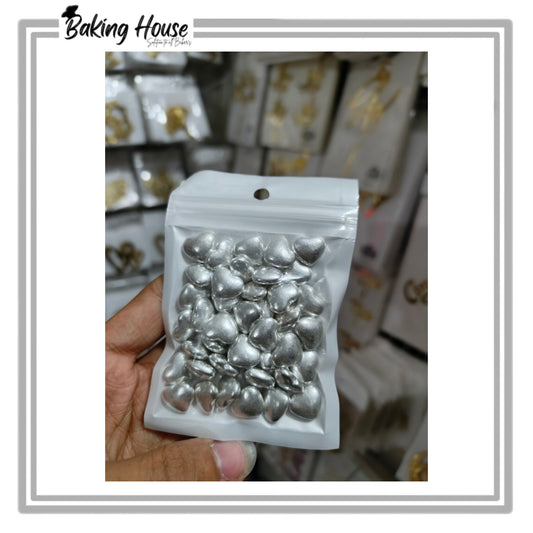 Imported Edible Silver Heart Sprinkle For Cake Decorations
