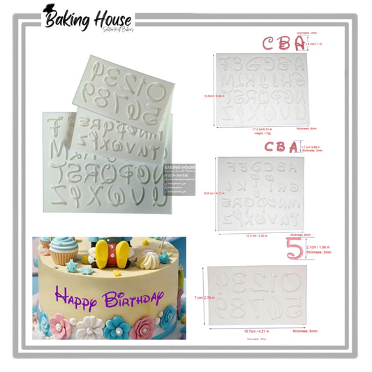 3D Upper Alphabet - Lower Alphabet - Number Scilcon Fondant Mould For Cake Decorating