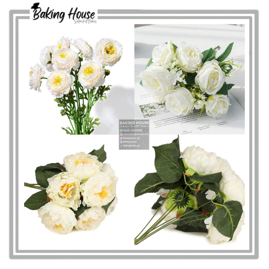 6pcs White Tranding Flower For Cake Decorating