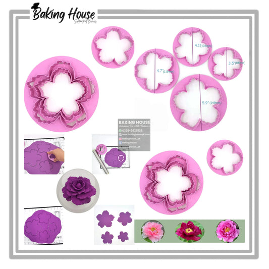 5pcs Peony Flower Cutter For Cake Decorating