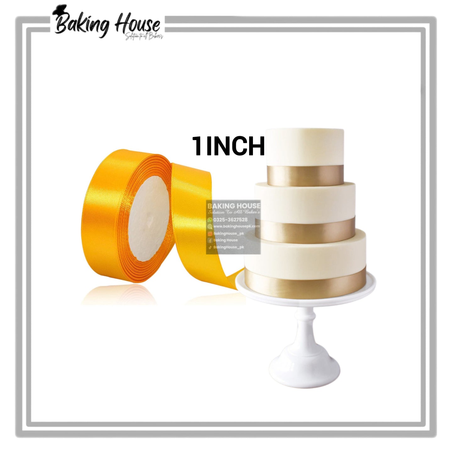 1 Inch Yellow Ribbon For Cake Decorating (10yard)