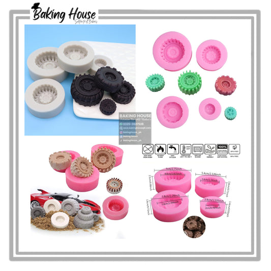 4pcs Tire Silicone Fondant Mould For Cake Decorating