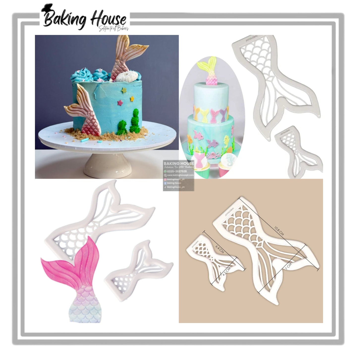 2pcs Mermaid Plastic Cookies Cutter For Cake Decorating
