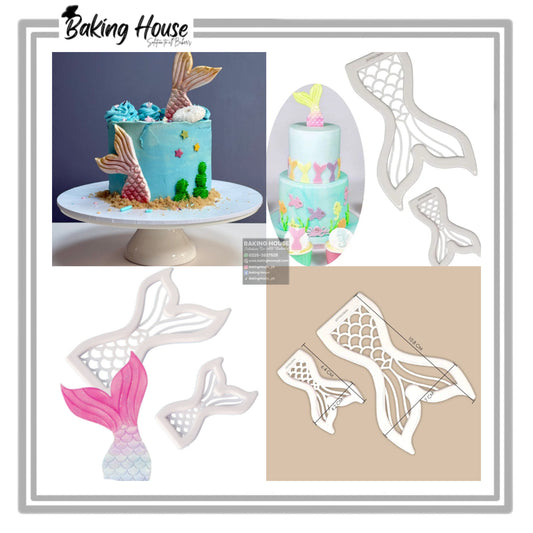 2pcs Mermaid Plastic Cookies Cutter For Cake Decorating