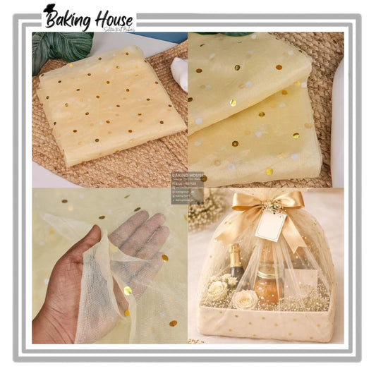 3meter Golden polca Dot Net For Bucket & Cake Decorating