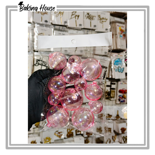 12 Pink Transparent Fox Balls For Cake Decorating