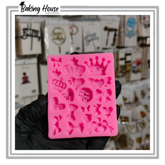 Mini Bow & Crown Silicon Fondant Mould For Cake Decorating