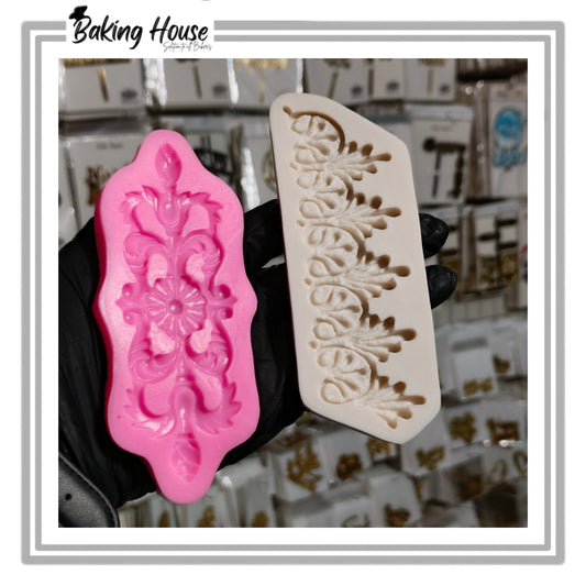 Pack - 2 Boarder & Dholki Silicon Fondant Mould For Cake Decorating