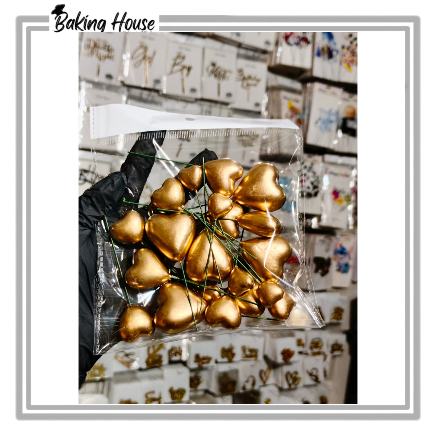 20pcs Golden Heart Fox Balls For Cake Decorating