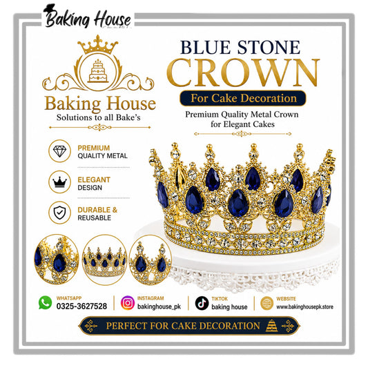 Golden Metal Blue Stone Crown 5.5inch For Cake Decorating
