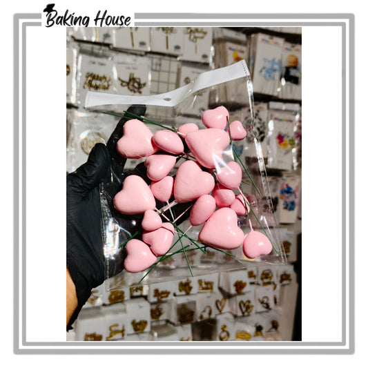 20pcs Pink Heart Fox Balls For Cake Decorating