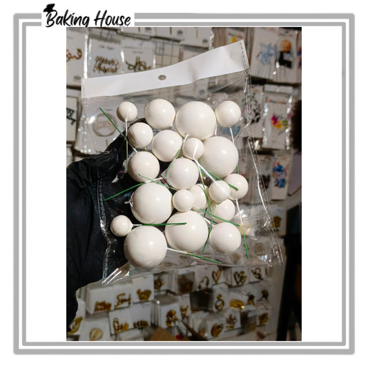 20pcs White Round Fox Balls For Cake Decorating
