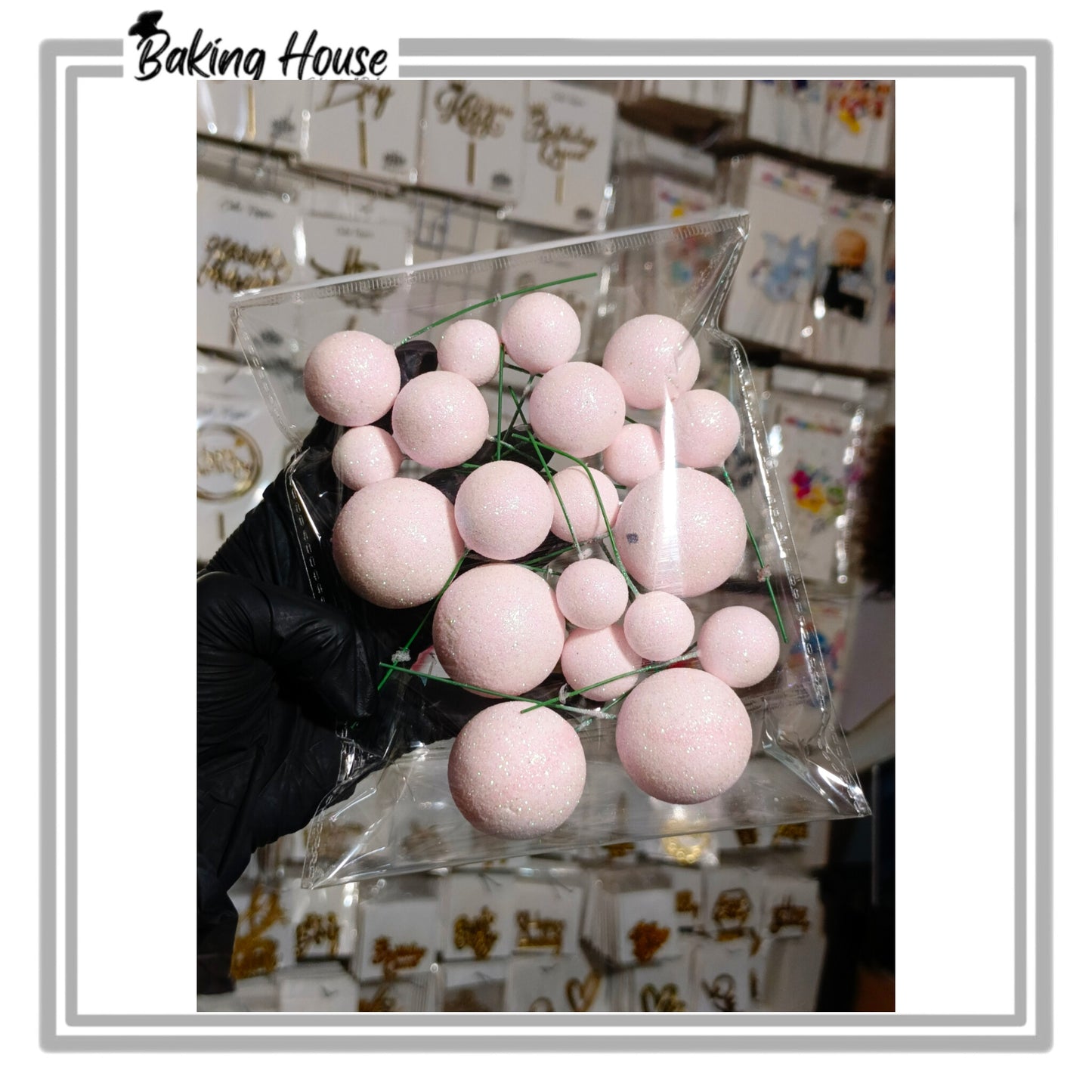 20pcs Gilter Shimmer White Fox Balls For Cake Decorating