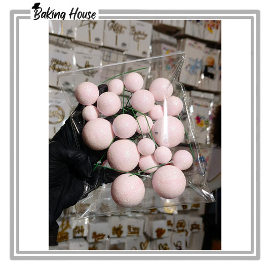 20pcs Gilter Shimmer White Fox Balls For Cake Decorating