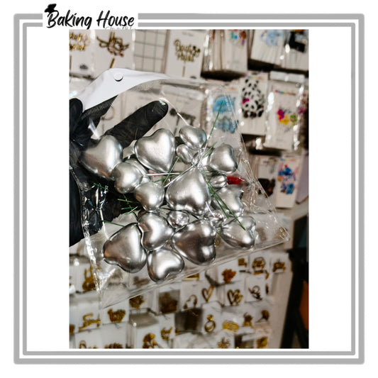 20pcs Silver Heart Fox Balls For Cake Decorating
