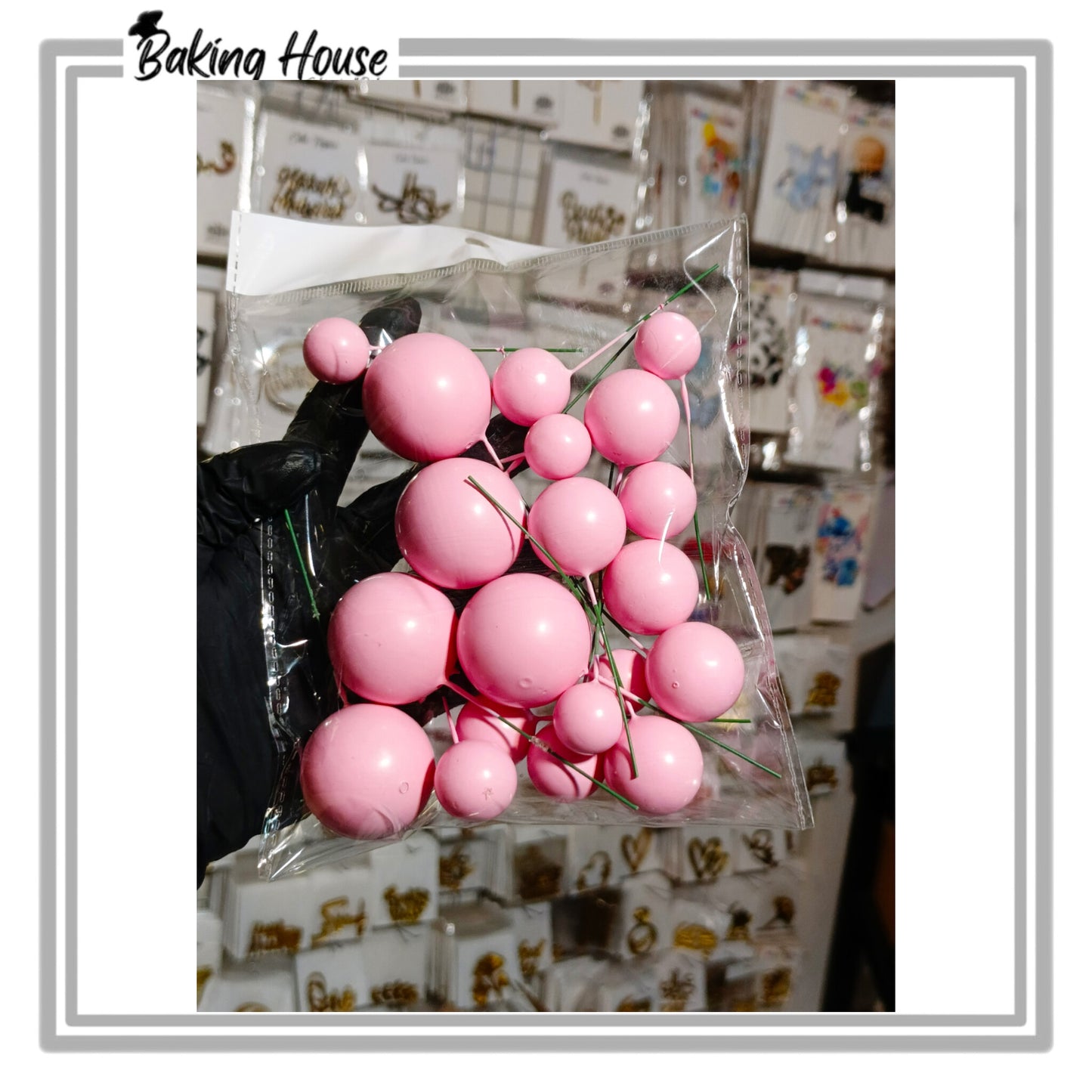 20pcs Pink Round Fox Balls For Cake Decorating