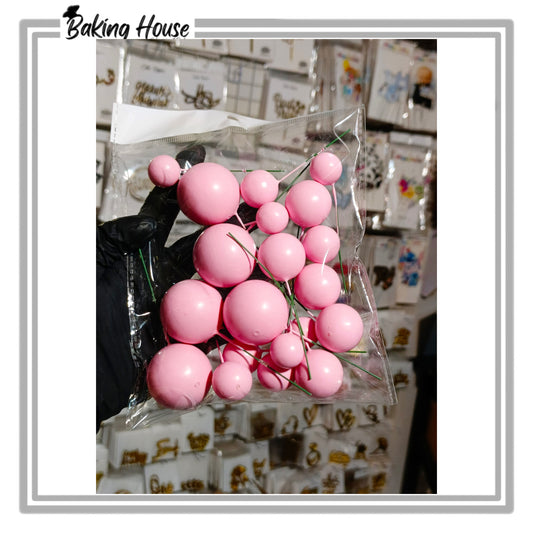 20pcs Pink Round Fox Balls For Cake Decorating