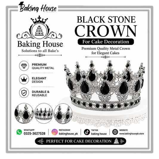 Silver Metal Black Stone Crown 5.5inch For Cake Decorating