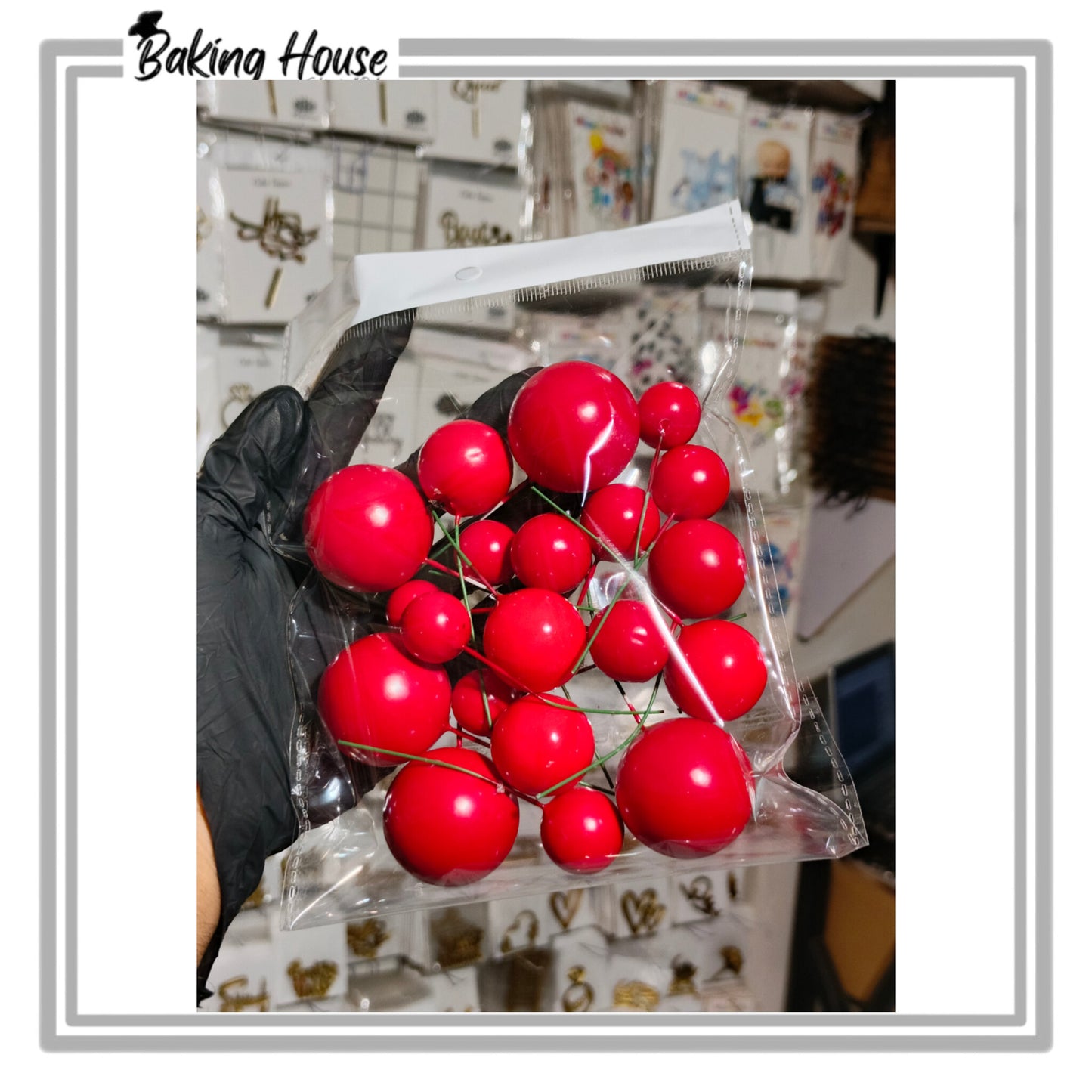 20pcs Red Round Fox Balls For Cake Decorating
