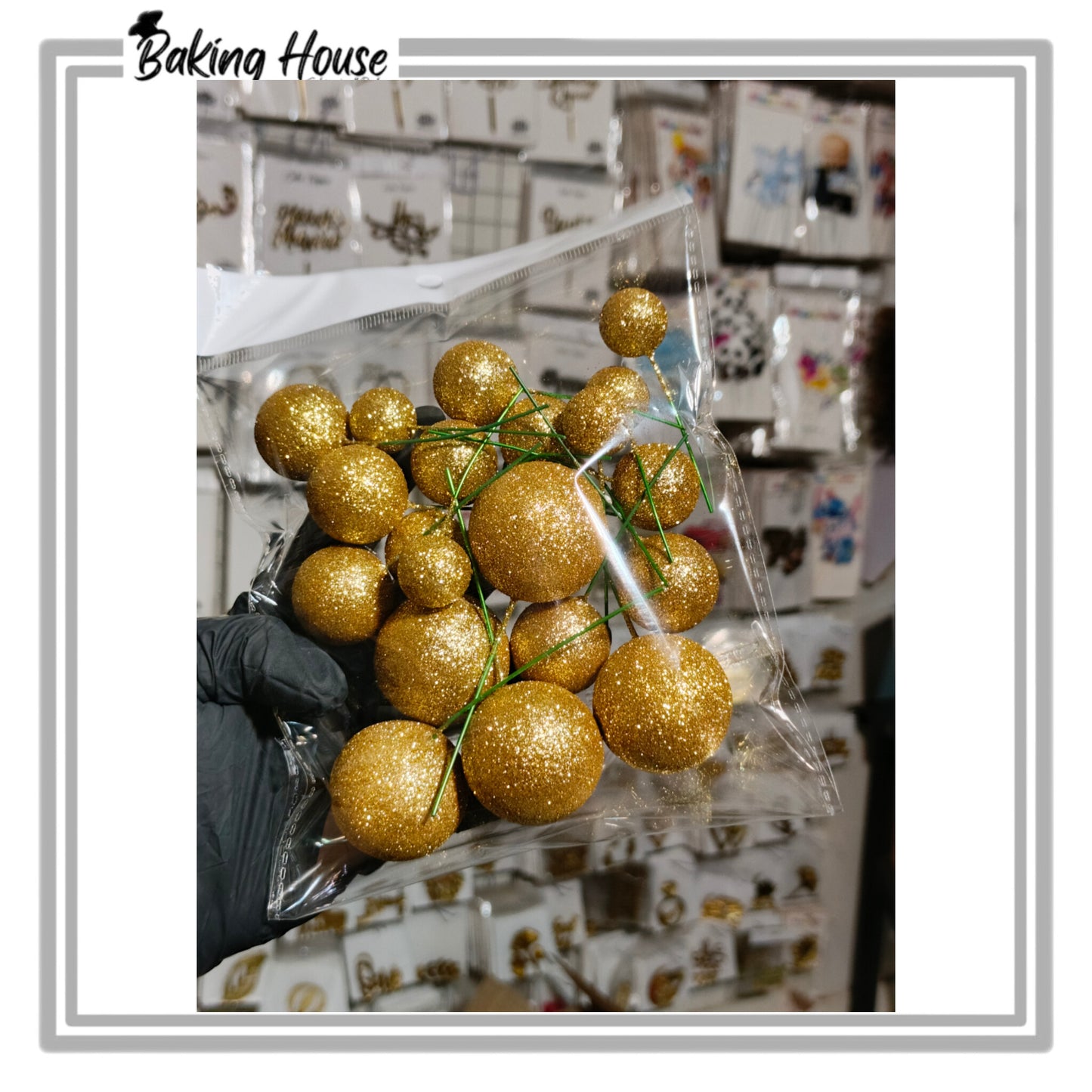 20pcs Gilter Shimmer Golden Fox Balls For Cake Decorating