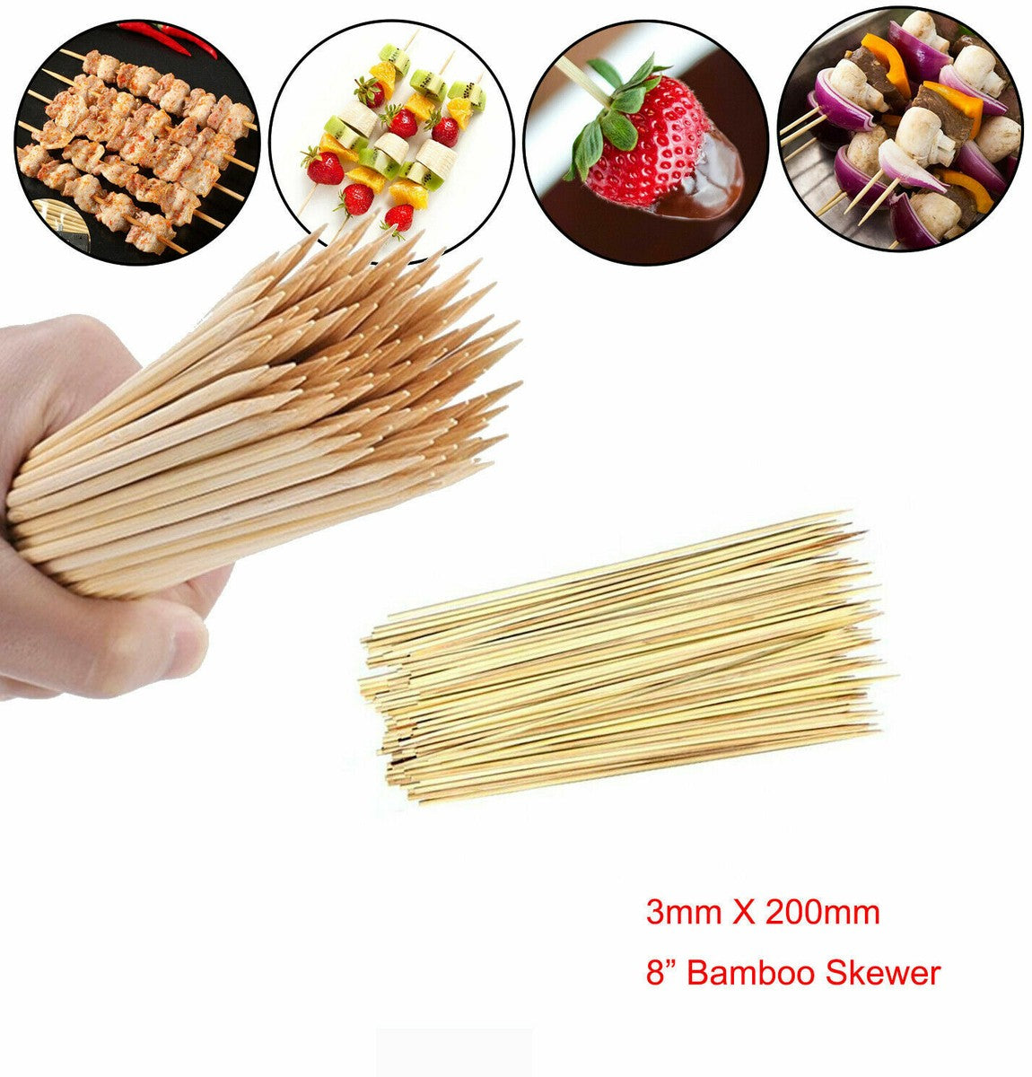 10 Inch BRBQ Wooden Bamboo Shashlik 40pcs pack